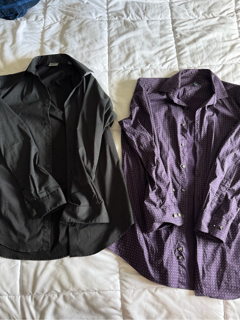 Bar III Purple Dot and Black Dot-Pattern Button Down Shirts (Pair)